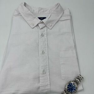 George Men's Crisp White Button-Down Shirt